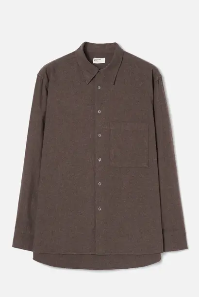 square pocket shirt brown