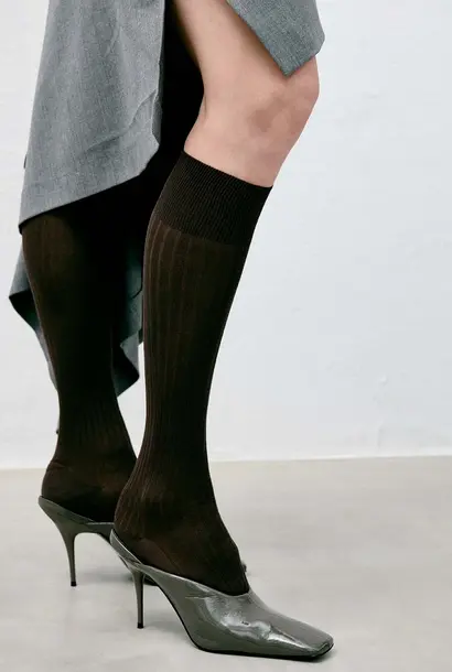 loelle ribbed knee-highs dark brown