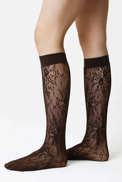 rosa lace knee-highs dark brown