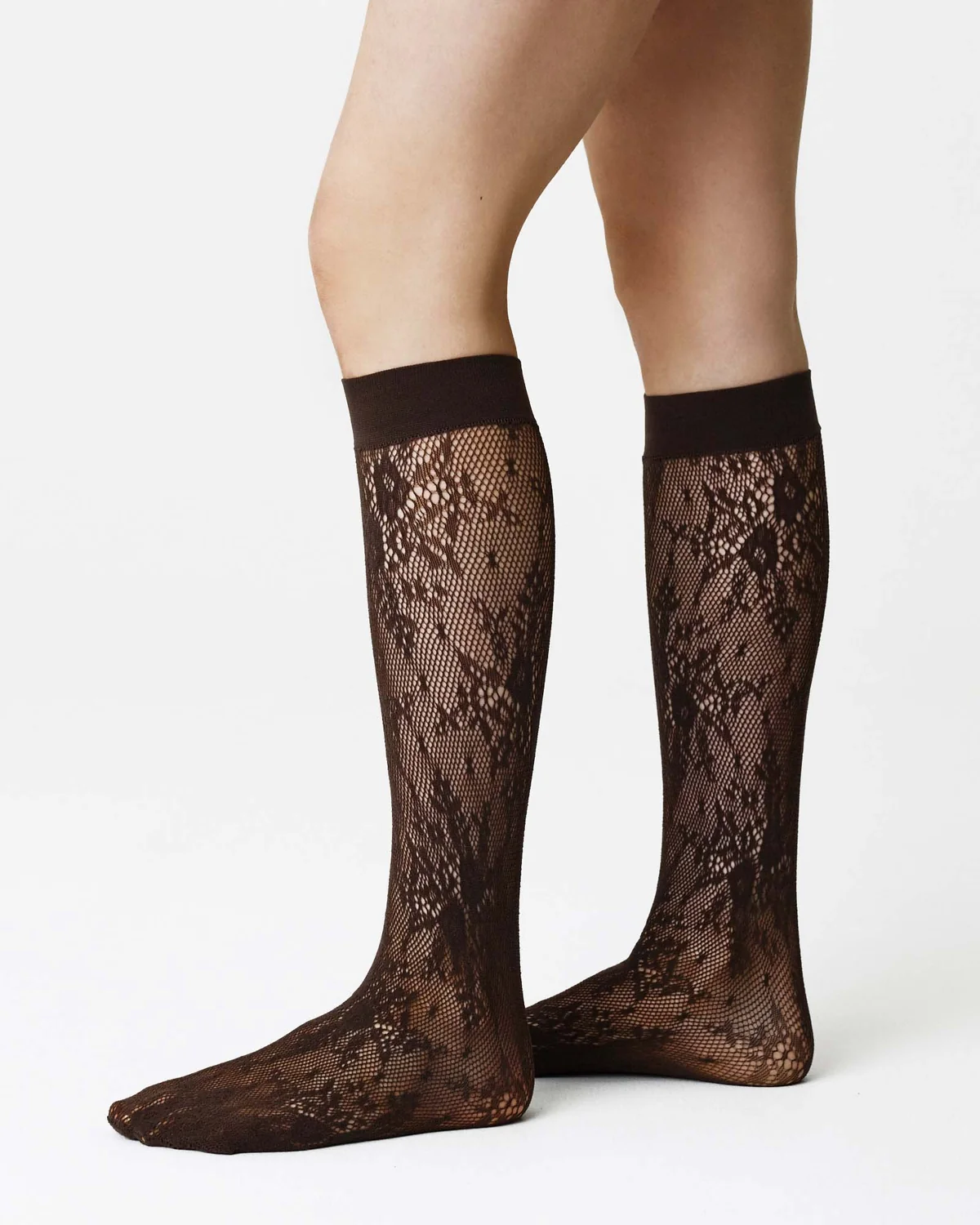 rosa lace knee-highs dark brown-1