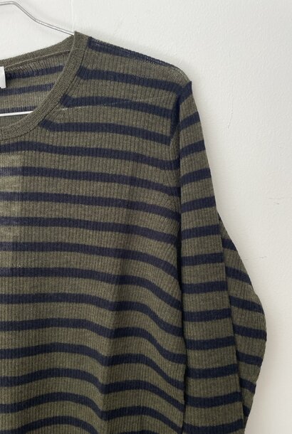 light wool rib stripe khaki/navy