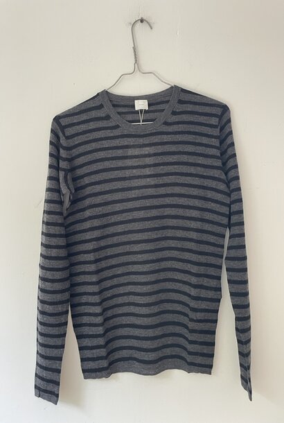 light wool rib stripe grey/black