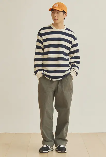one tuck wide fatique pants khaki