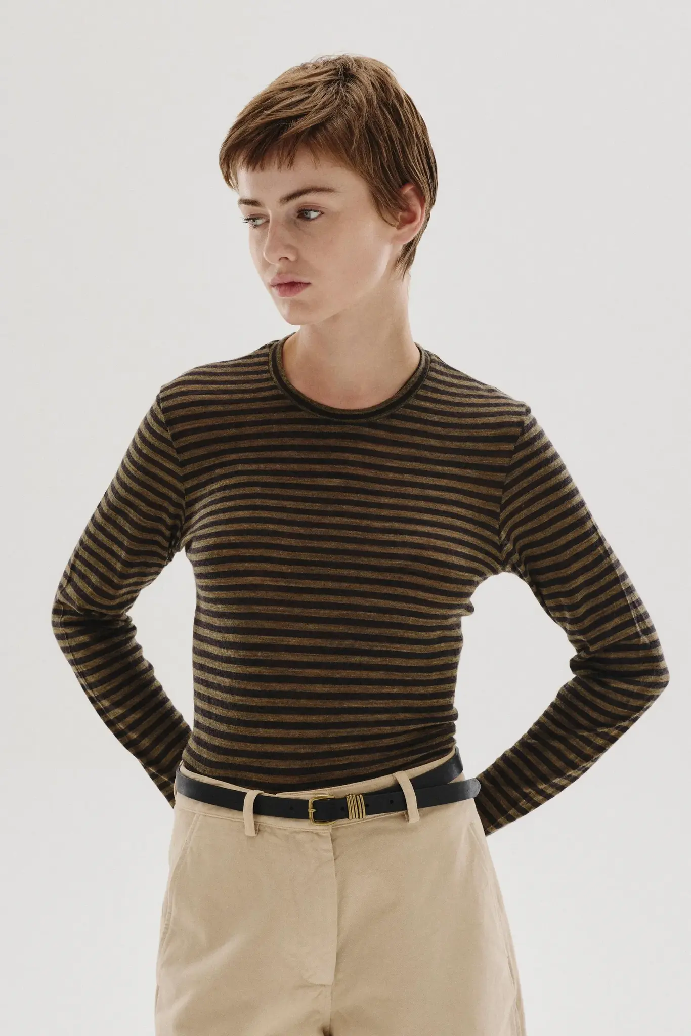 t-shirt D159 stripe military green-2