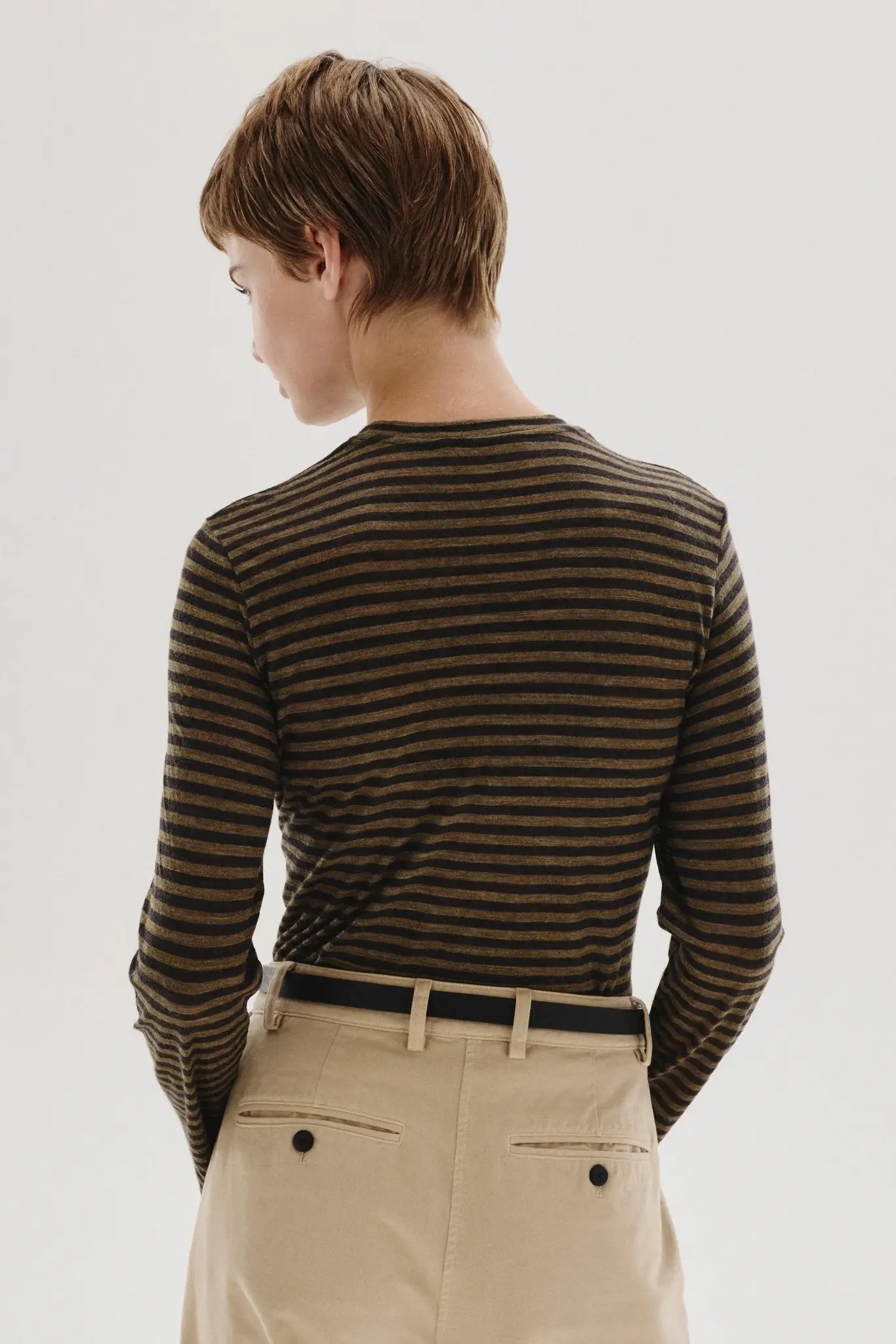 t-shirt D159 stripe military green-3
