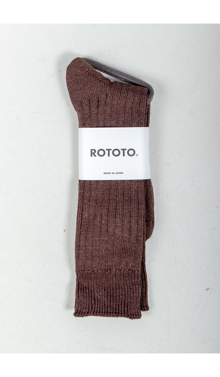RoToTo RoToTo Sock / Lin Cot Rib / Brown