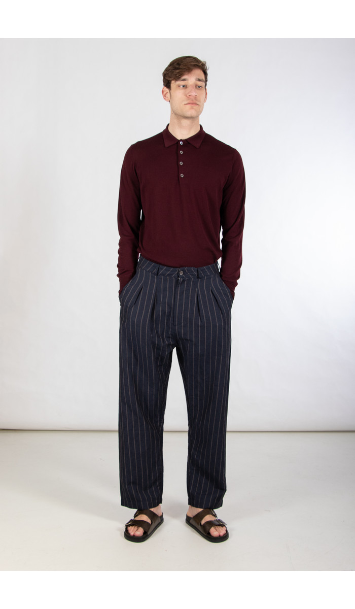 Universal Works Universal Works Trousers / Double Pleat Pant / Navy Stripe