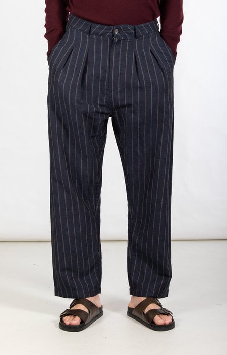 Universal Works Universal Works Trousers / Double Pleat Pant / Navy Stripe