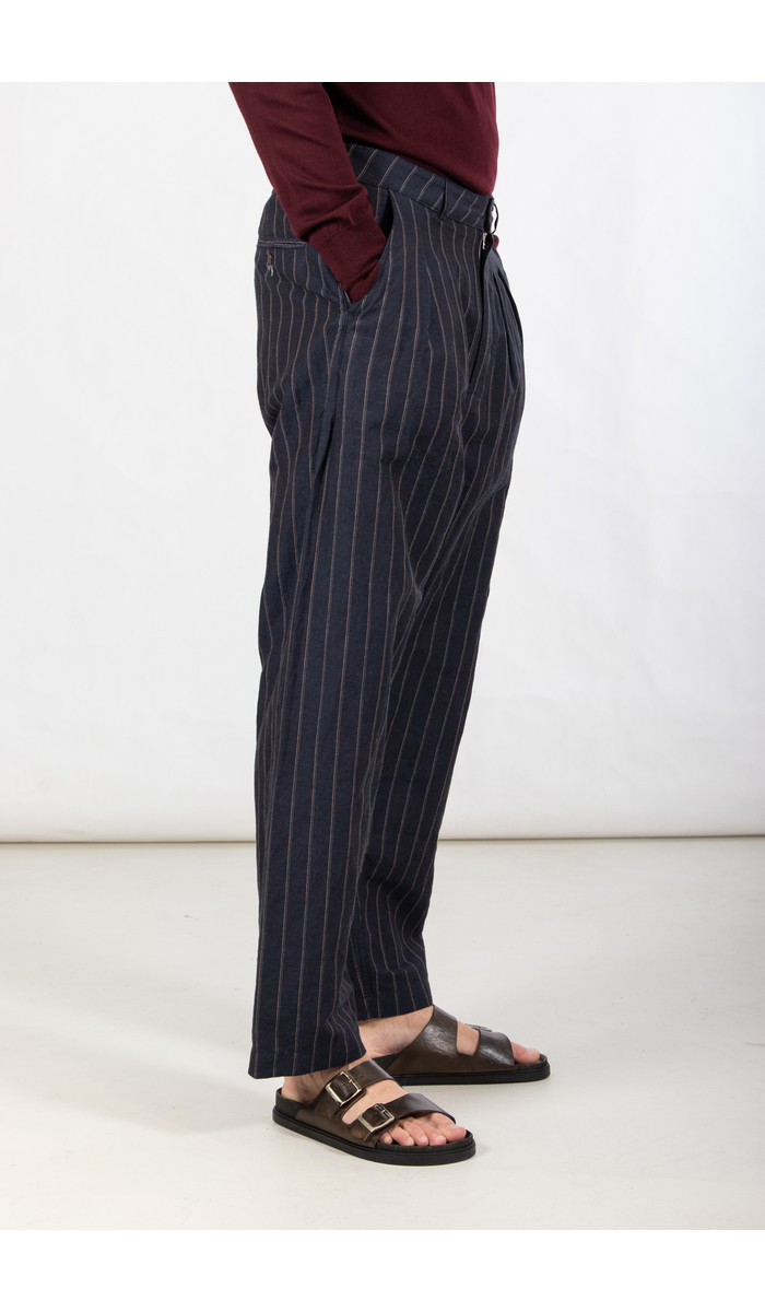 Universal Works Universal Works Trousers / Double Pleat Pant / Navy Stripe