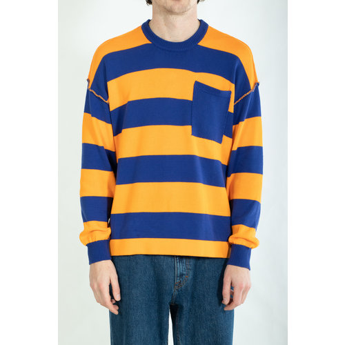 Roberto Collina Roberto Collina Trui / RN23001 / Blauw Oranje Roberto Collina Roberto Collina Trui / RN23001 / Blauw Oranje