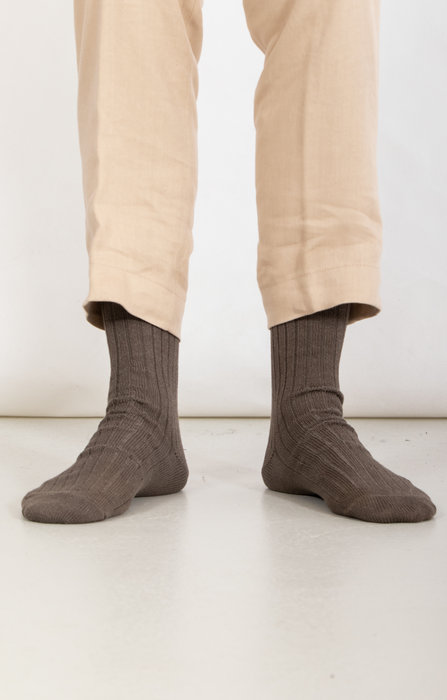 RoToTo RoToTo Sock / Linen & Cotton Ribbed / Dark Grey