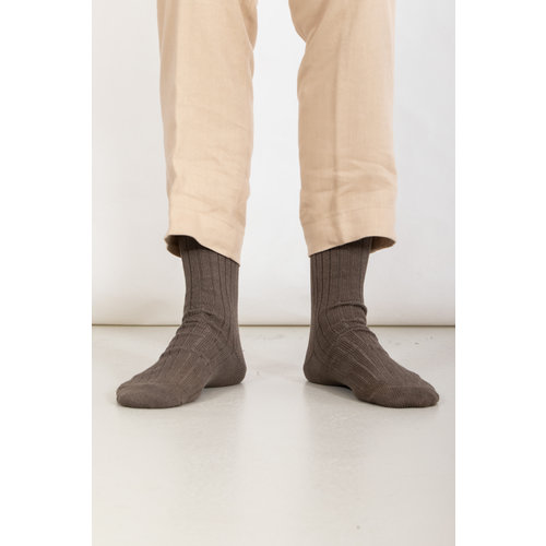 RoToTo RoToTo Sock / Linen & Cotton Ribbed / Dark Grey