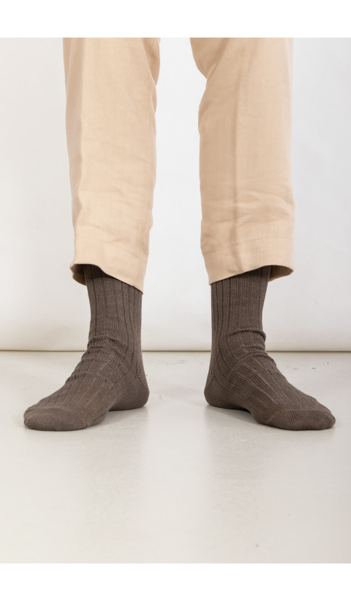 RoToTo RoToTo Sock / Linen & Cotton Ribbed / Dark Grey