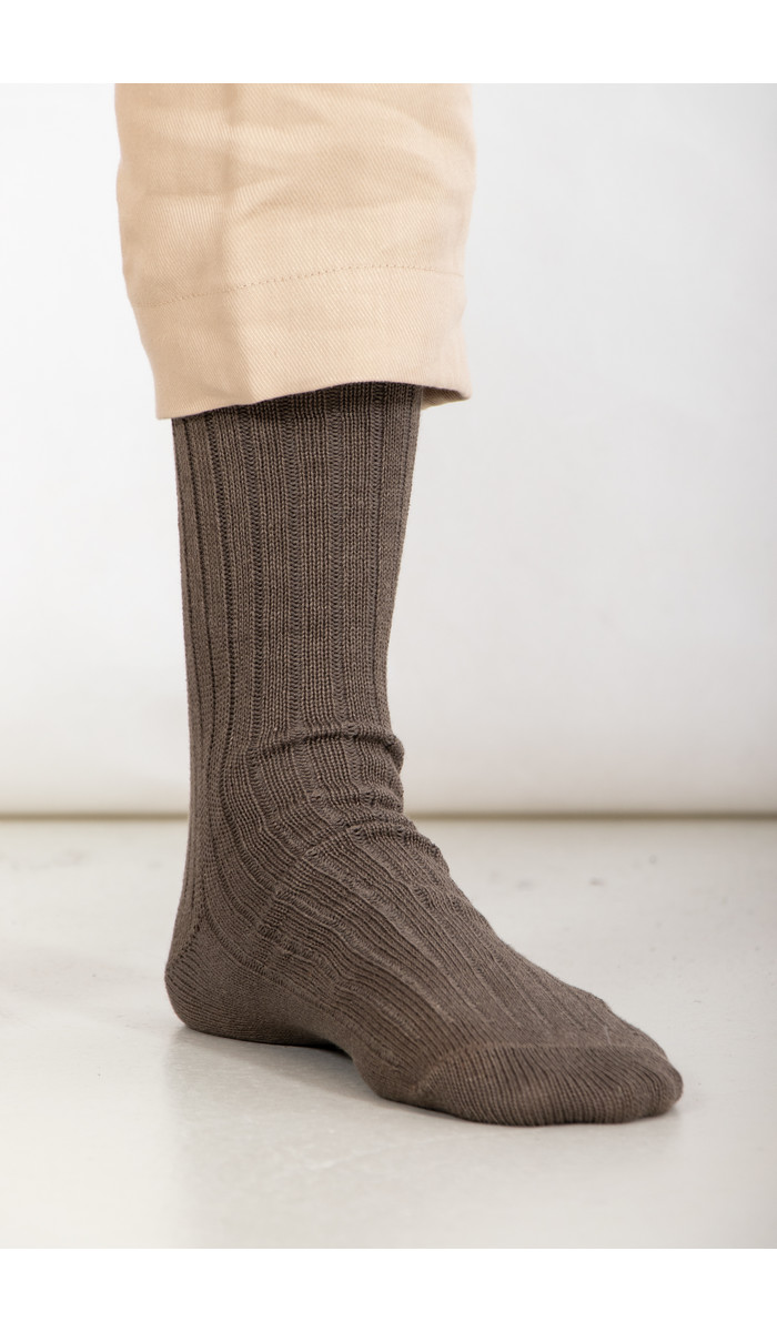 RoToTo RoToTo Sock / Linen & Cotton Ribbed / Dark Grey