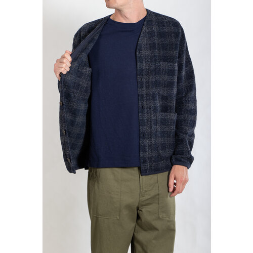 Universal Works Universal Works Vest / Cardigan / Navy Check Universal Works Universal Works Vest / Cardigan / Navy Check