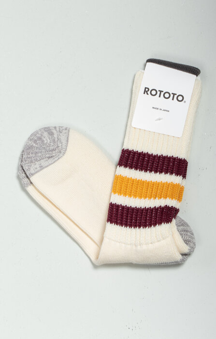 RoToTo RoToTo Sock / Coarse Ribbed / Bordeaux-Yellow
