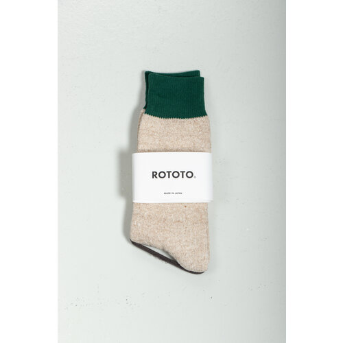 RoToTo RoToTo Sock / Double Face Silk / Green-Beige RoToTo RoToTo Sock / Double Face Silk / Green-Beige