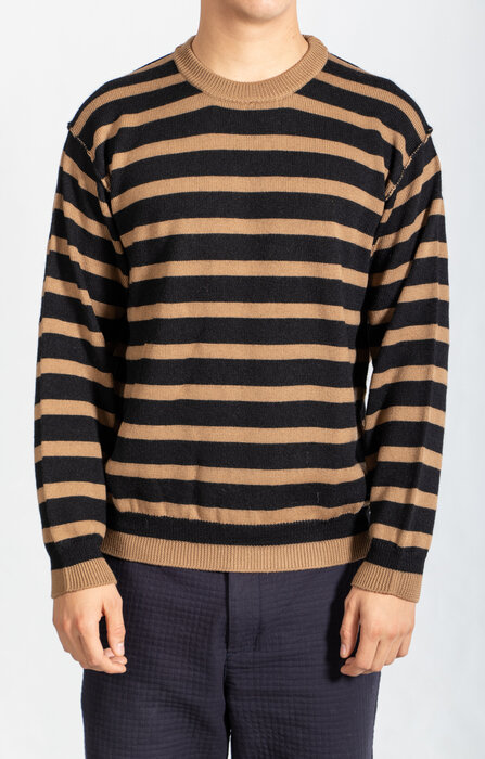 Roberto Collina Roberto Collina Pullover / RP09101 / Mokka Streifen