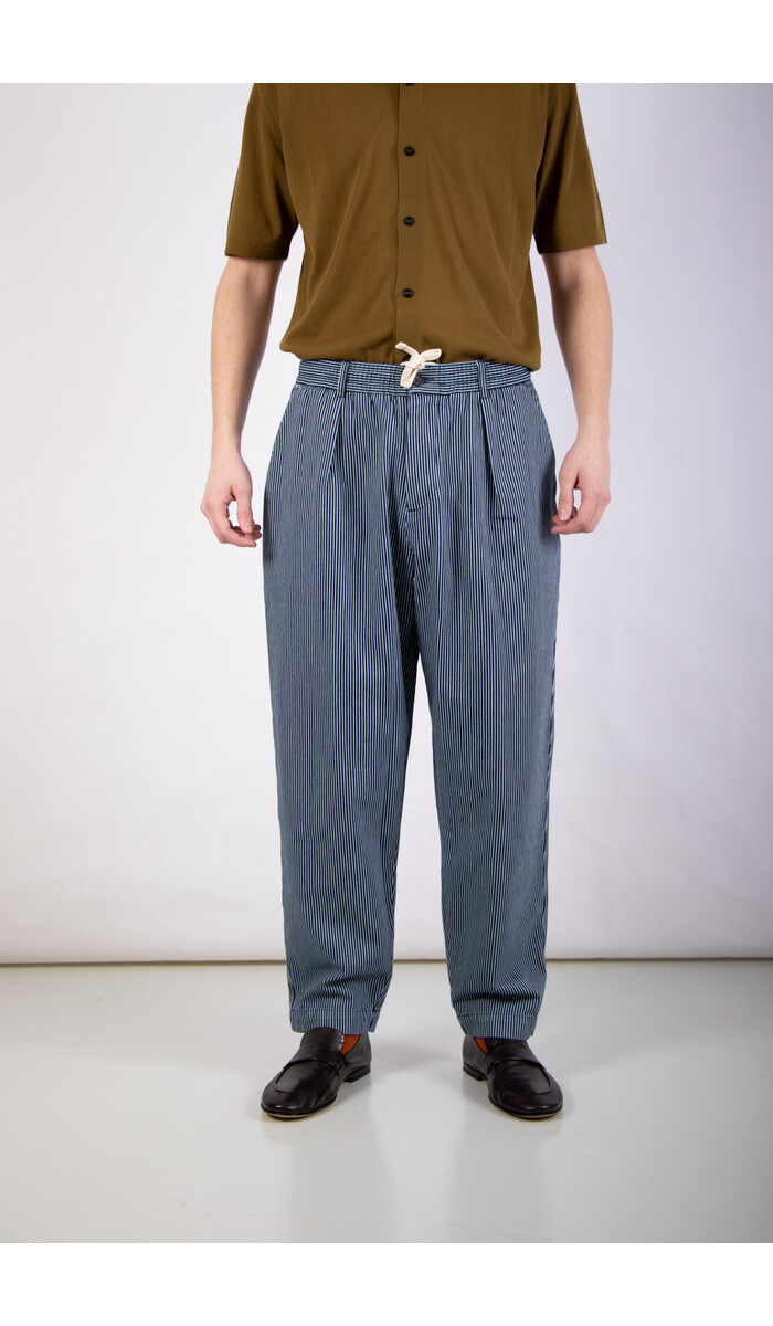 Universal Works Universal Works Trousers / Pleated Track Pant / Blue Stripe