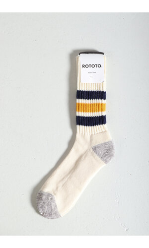 RoToTo RoToTo Sock / Coarse Ribbed / Navy-Yellow