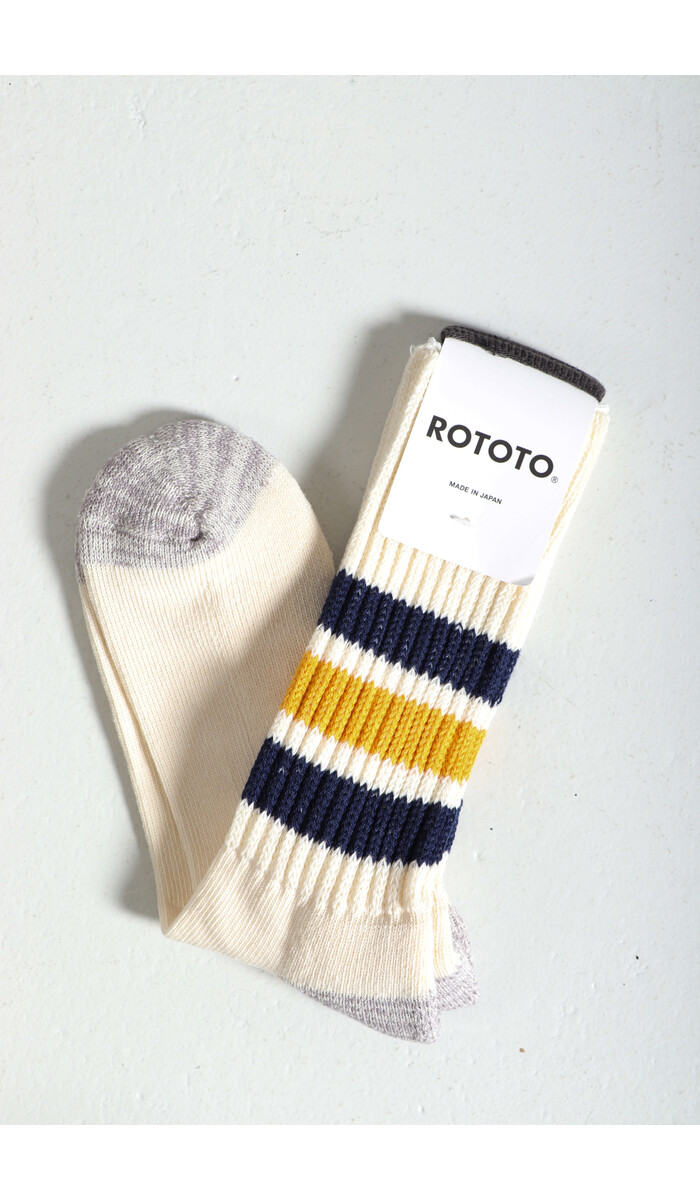 RoToTo RoToTo Sock / Coarse Ribbed / Navy-Yellow