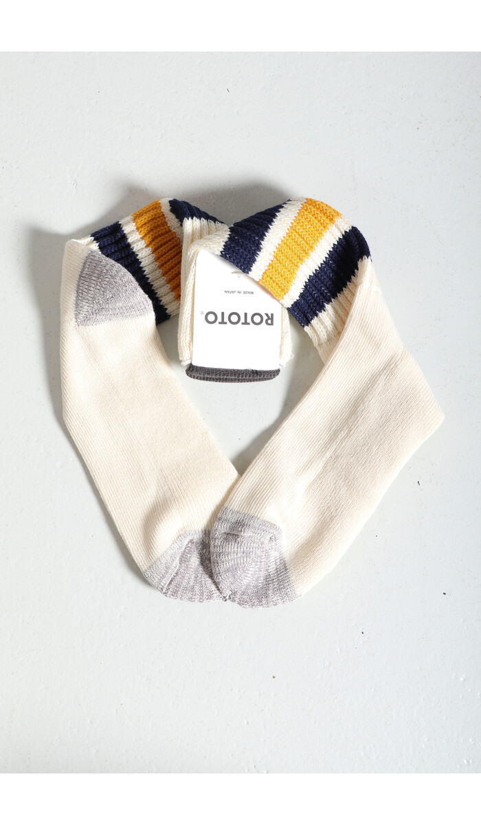 RoToTo RoToTo Sock / Coarse Ribbed / Navy-Yellow