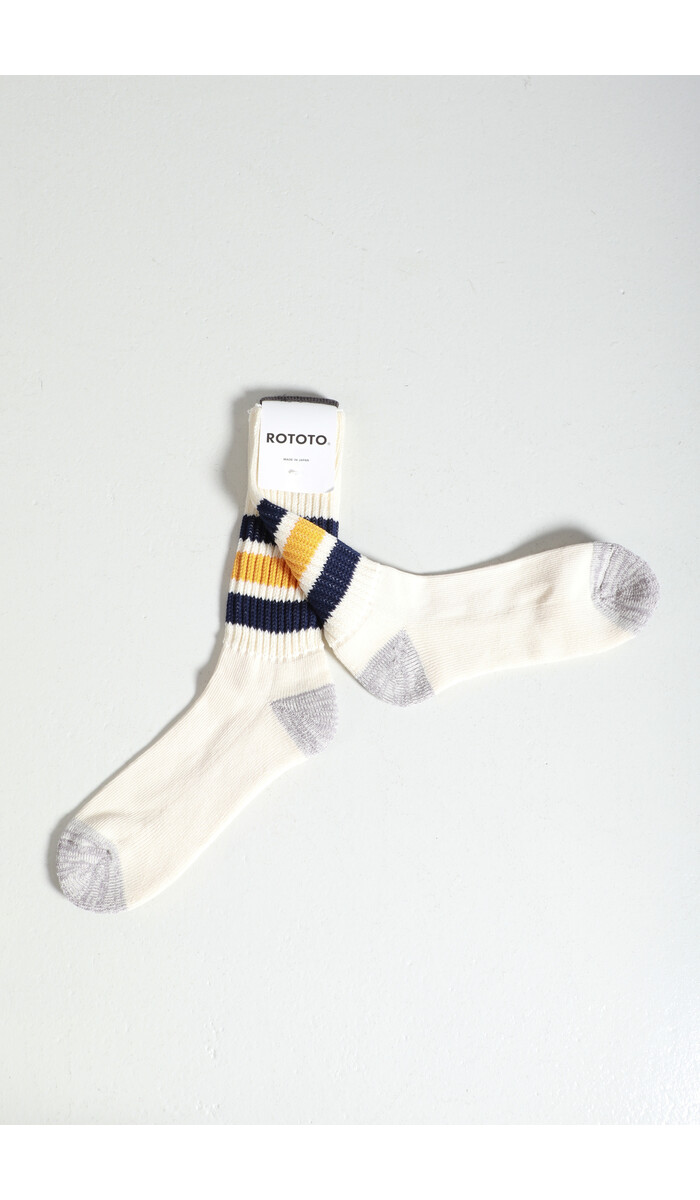 RoToTo RoToTo Sock / Coarse Ribbed / Navy-Yellow