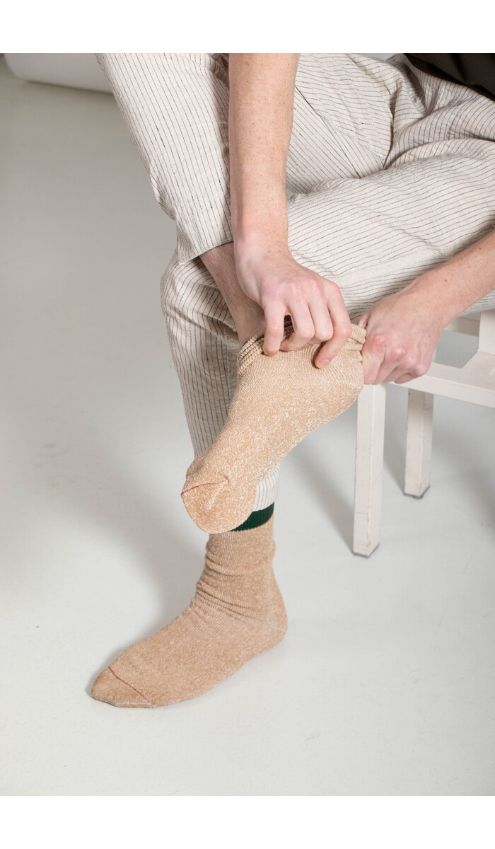 RoToTo RoToTo Sock / Double Face Silk / Green-Beige