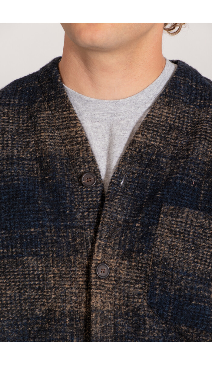 Universal Works Universal Works Weste / Agu Cardigan / Navy Sand