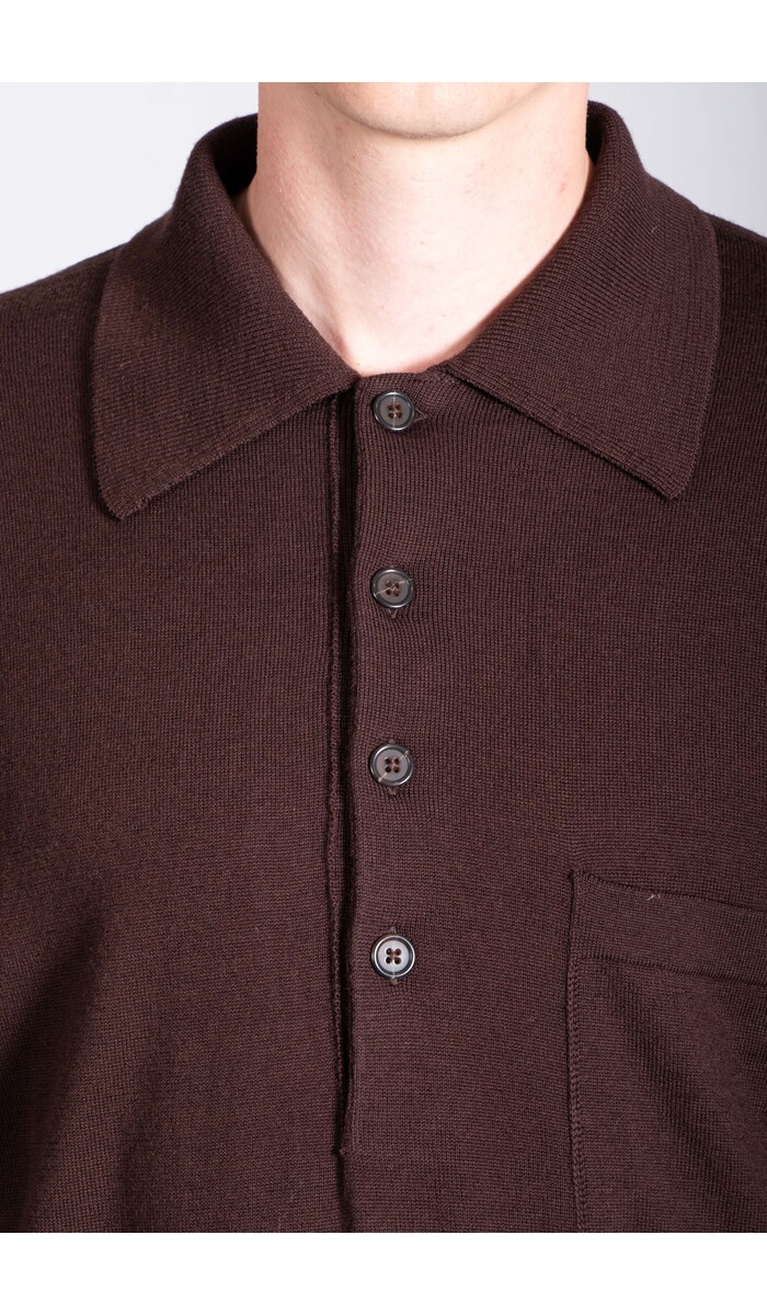 Universal Works Universal Works Polo / LS Pullover Knit / 90% Cacao Universal Works Universal Works Polo / LS Pullover Knit / 90% Cacao