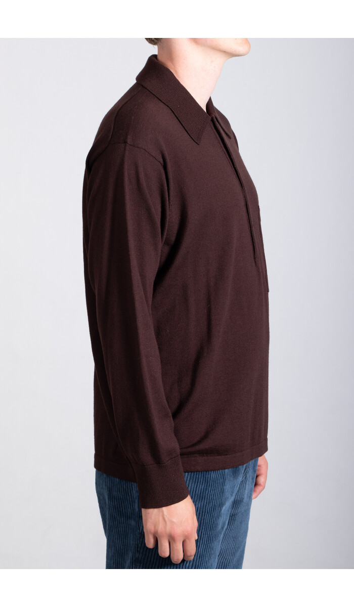 Universal Works Universal Works Polo / LS Pullover Knit / 90% Cacao Universal Works Universal Works Polo / LS Pullover Knit / 90% Cacao
