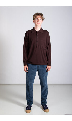 Universal Works Universal Works Polo / LS Pullover Knit / 90% Cacao Universal Works Universal Works Polo / LS Pullover Knit / 90% Cacao