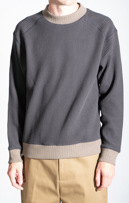 Jackman Jackman Trui / Waffle Mid-Neck / Sepiazwart