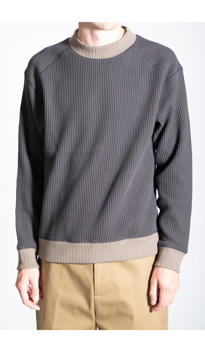 Jackman Jackman Trui / Waffle Mid-Neck / Sepiazwart Jackman Jackman Trui / Waffle Mid-Neck / Sepiazwart