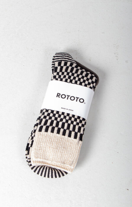RoToTo RoToTo Sock / Checkerboard Pattern / Brown