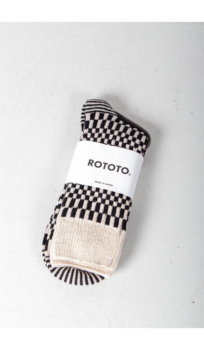 RoToTo RoToTo Sock / Checkerboard Pattern / Brown