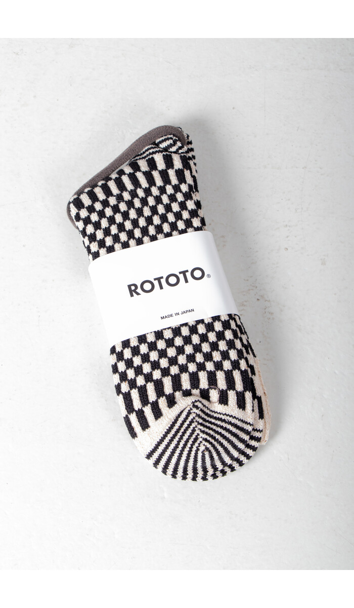 RoToTo RoToTo Sock / Checkerboard Pattern / Brown