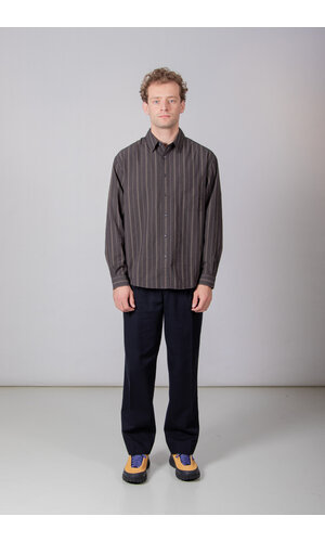 Rough Side Rough Side Overhemd / Primary Shirt / Houtskool Streep Rough Side Rough Side Overhemd / Primary Shirt / Houtskool Streep