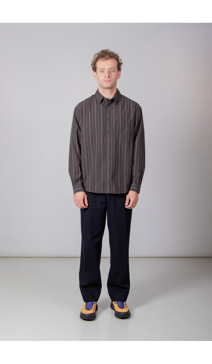 Rough Side Rough Side Overhemd / Primary Shirt / Houtskool Streep Rough Side Rough Side Overhemd / Primary Shirt / Houtskool Streep