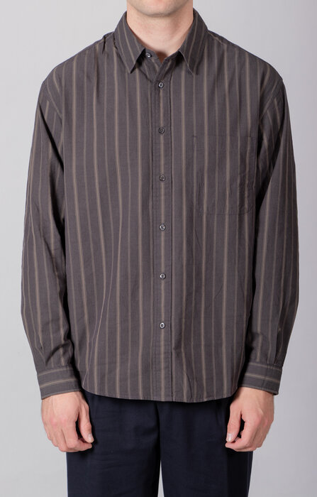 Rough Side Rough Side Overhemd / Primary Shirt / Houtskool Streep Rough Side Rough Side Overhemd / Primary Shirt / Houtskool Streep