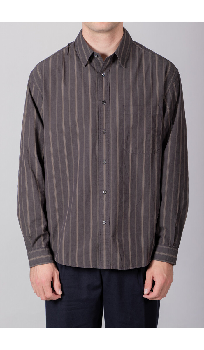 Rough Side Rough Side Overhemd / Primary Shirt / Houtskool Streep Rough Side Rough Side Overhemd / Primary Shirt / Houtskool Streep