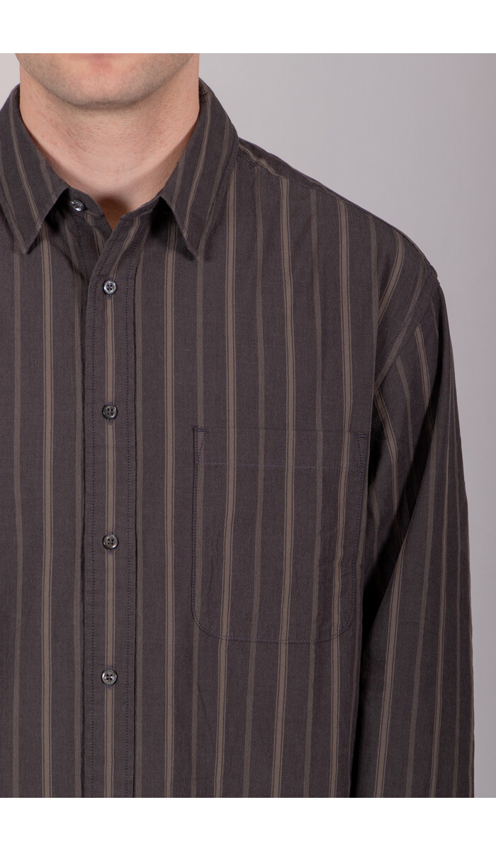 Rough Side Rough Side Overhemd / Primary Shirt / Houtskool Streep Rough Side Rough Side Overhemd / Primary Shirt / Houtskool Streep