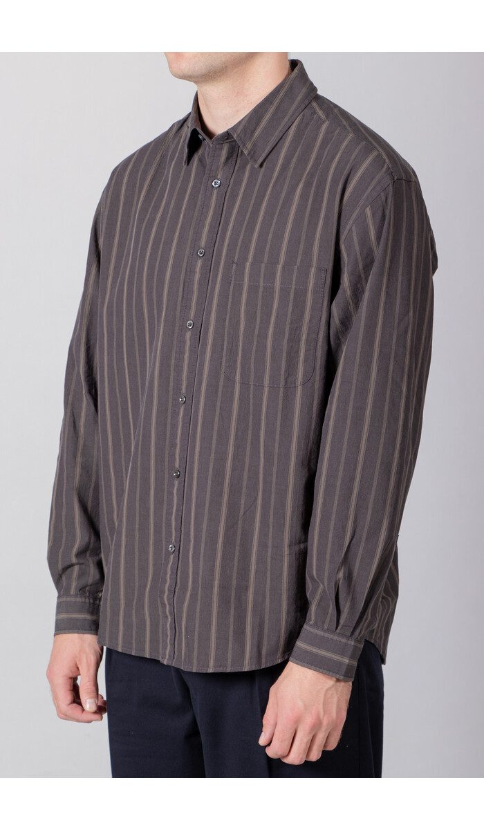 Rough Side Rough Side Overhemd / Primary Shirt / Houtskool Streep Rough Side Rough Side Overhemd / Primary Shirt / Houtskool Streep