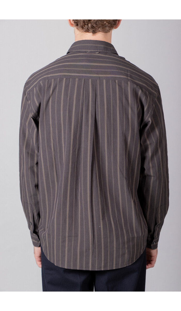 Rough Side Rough Side Overhemd / Primary Shirt / Houtskool Streep Rough Side Rough Side Overhemd / Primary Shirt / Houtskool Streep