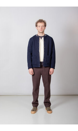 Jackman Jackman Jacke / Wool Collarless Jacket / Dunkel Navy Jackman Jackman Jacke / Wool Collarless Jacket / Dunkel Navy