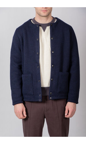 Jackman Jackman Jacke / Wool Collarless Jacket / Dunkel Navy Jackman Jackman Jacke / Wool Collarless Jacket / Dunkel Navy