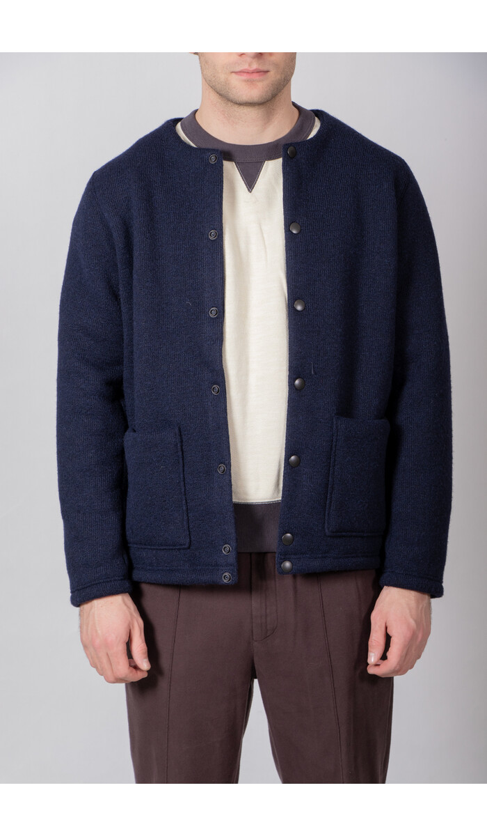 Jackman Jackman Jacke / Wool Collarless Jacket / Dunkel Navy Jackman Jackman Jacke / Wool Collarless Jacket / Dunkel Navy