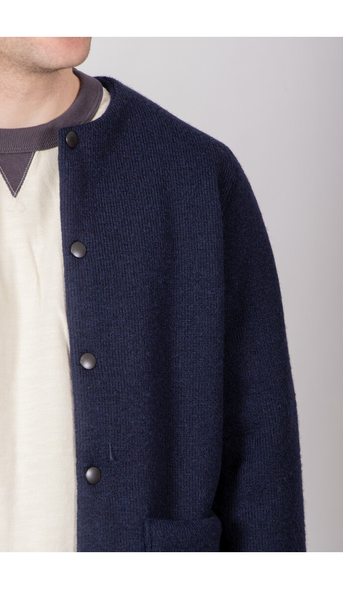 Jackman Jackman Jacke / Wool Collarless Jacket / Dunkel Navy Jackman Jackman Jacke / Wool Collarless Jacket / Dunkel Navy