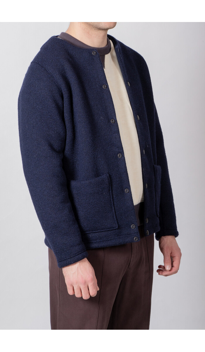 Jackman Jackman Jacke / Wool Collarless Jacket / Dunkel Navy Jackman Jackman Jacke / Wool Collarless Jacket / Dunkel Navy