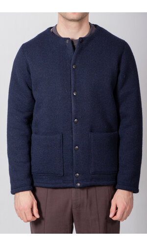 Jackman Jackman Jacke / Wool Collarless Jacket / Dunkel Navy Jackman Jackman Jacke / Wool Collarless Jacket / Dunkel Navy